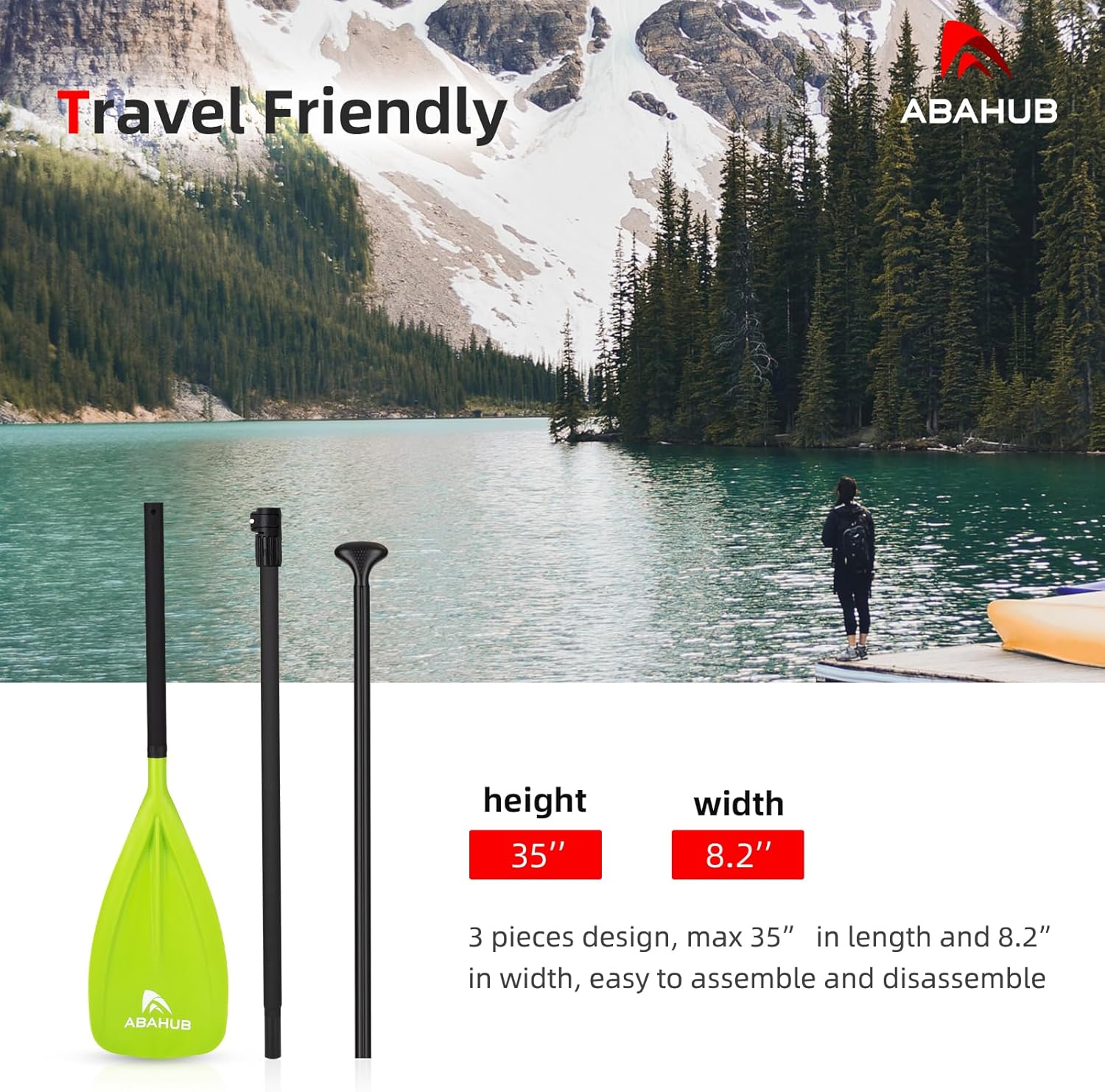 Abahub SUP Paddles  3 Piece Adjustable Stand up Paddle  Lightweight Oar for Paddleboard Aluminum Alloy PU Coated Shaft 68quot  84quot BlackBlueGreenOrangeRedYellow Plastic Nylon BladeGreen
