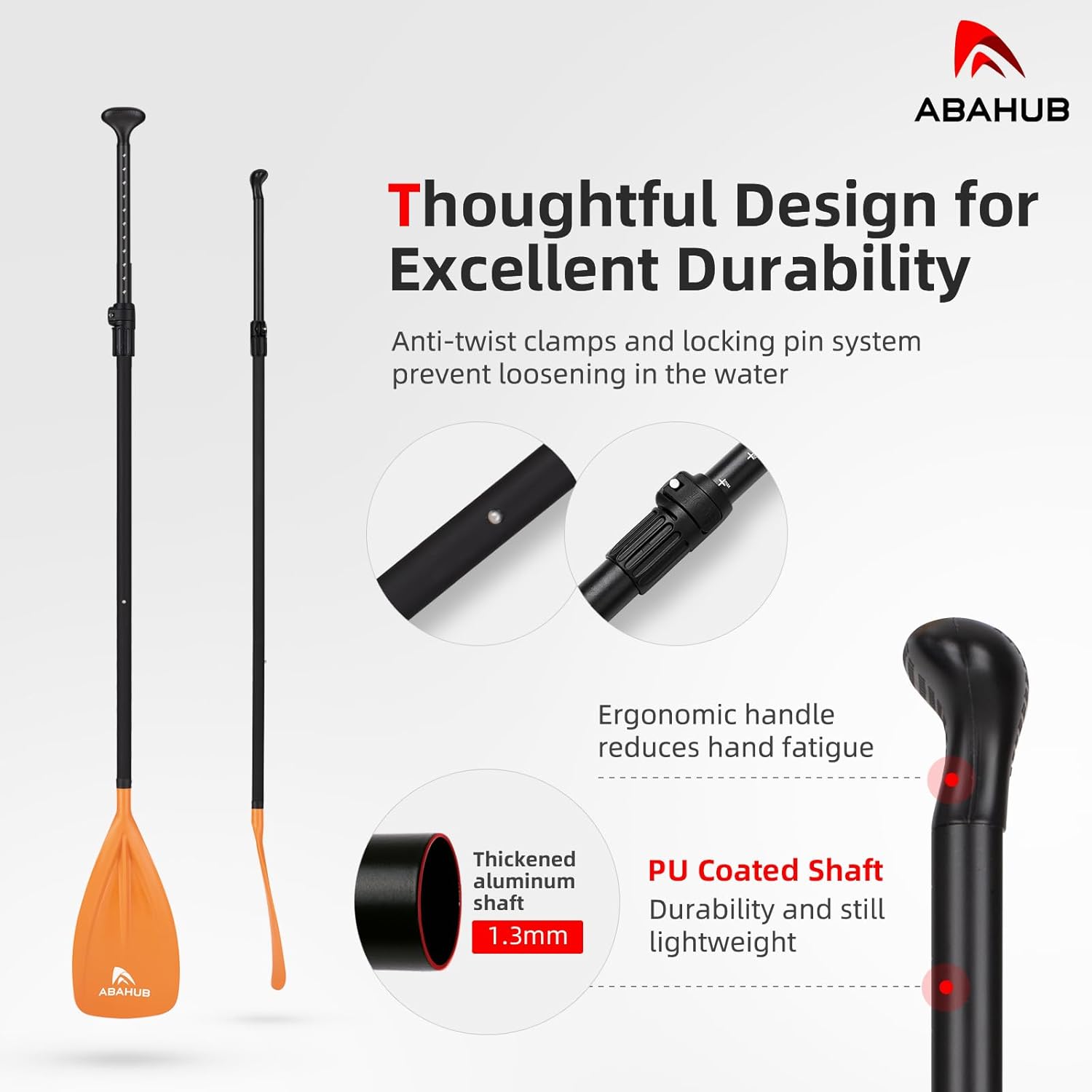 Abahub SUP Paddles  3 Piece Adjustable Stand up Paddle  Lightweight Oar for Paddleboard Aluminum Alloy PU Coated Shaft 68quot  84quot BlackBlueGreenOrangeRedYellow Plastic Nylon BladeOrange