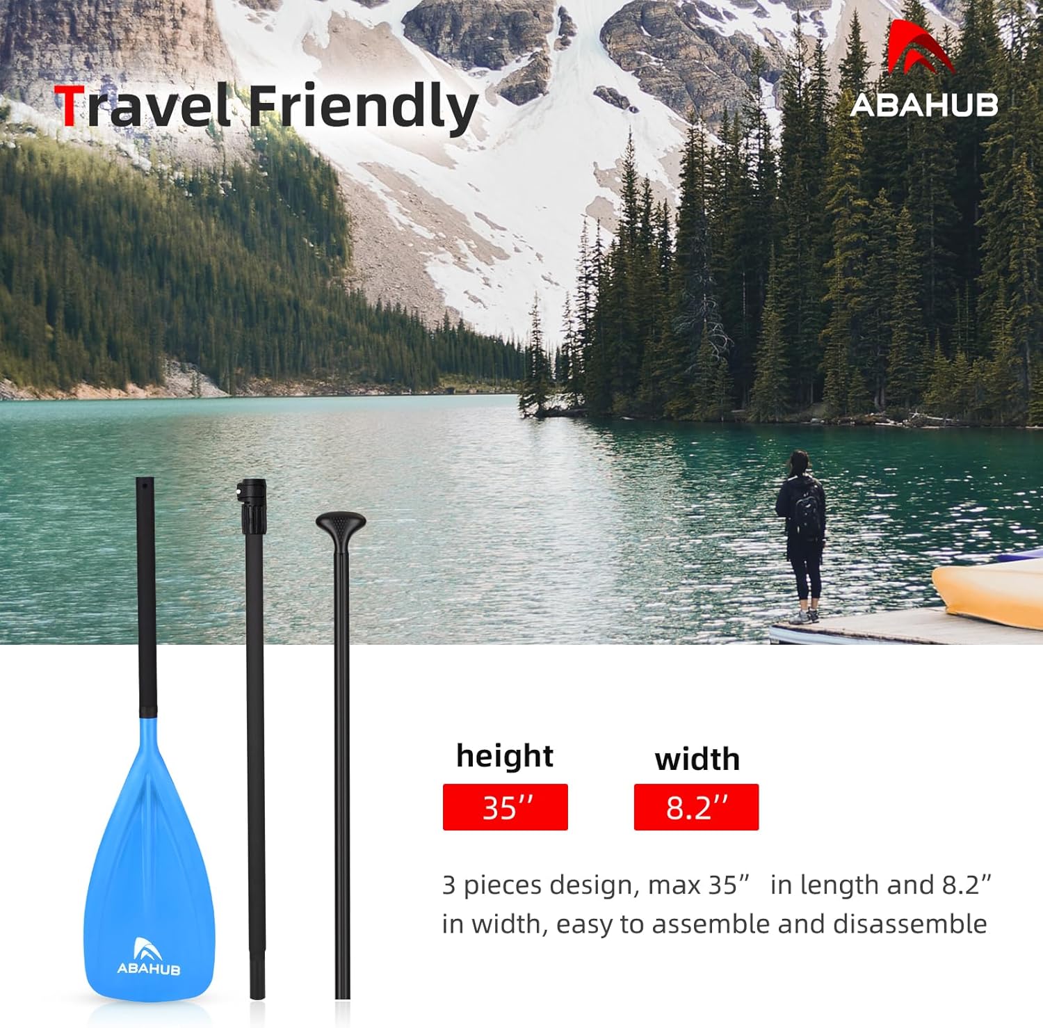 Abahub SUP Paddles  3 Piece Adjustable Stand up Paddle  Lightweight Oar for Paddleboard Aluminum Alloy PU Coated Shaft 68quot  84quot BlackBlueGreenOrangeRedYellow Plastic Nylon BladeBlue