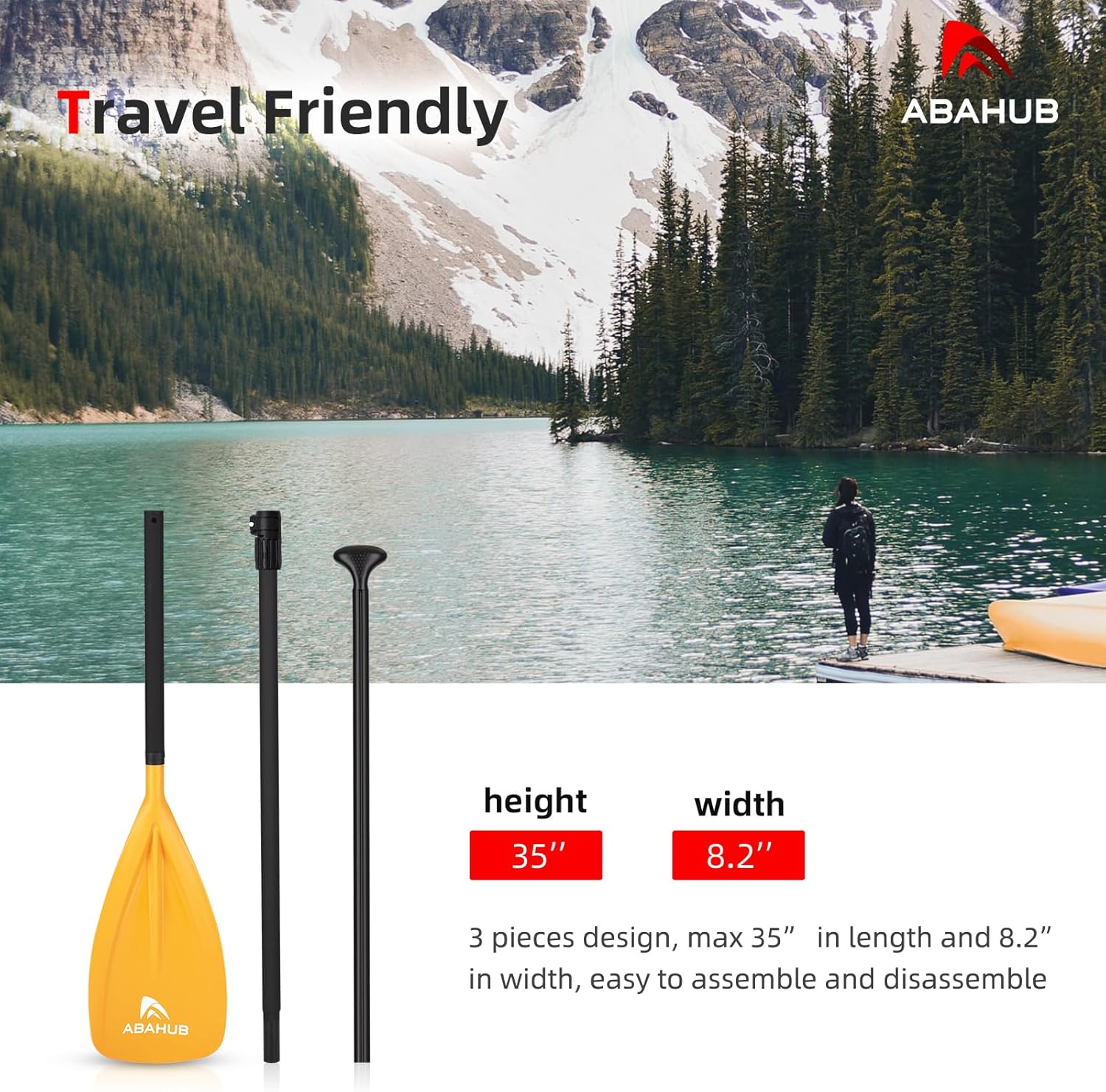 Abahub SUP Paddles  3 Piece Adjustable Stand up Paddle  Lightweight Oar for Paddleboard Aluminum Alloy PU Coated Shaft 68quot  84quot BlackBlueGreenOrangeRedYellow Plastic Nylon BladeYellow