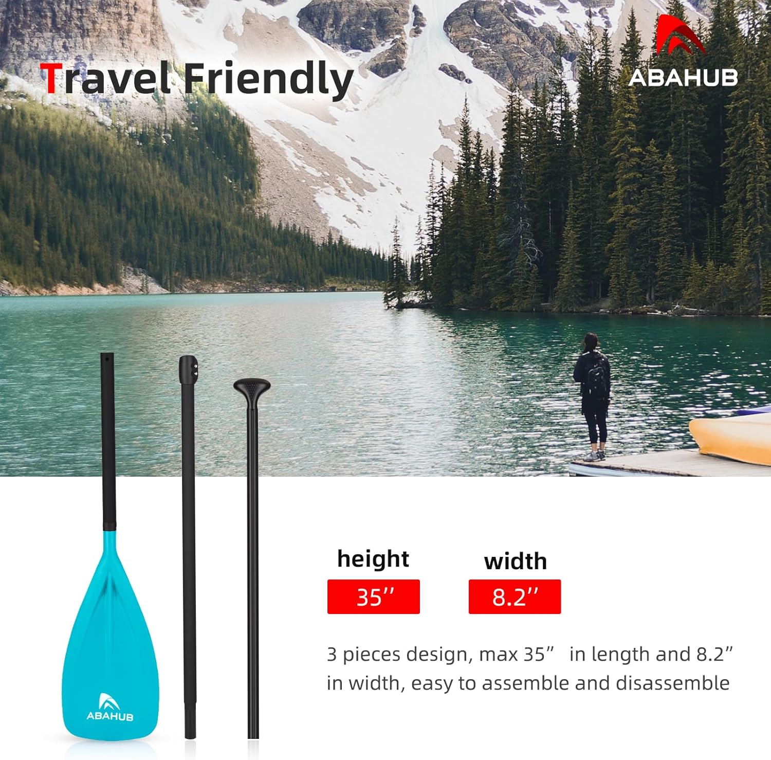 Abahub SUP Paddles  3 Piece Adjustable Stand up Paddle  Lightweight Oar for Paddleboard Aluminum Alloy PU Coated Shaft 68quot  84quot BlackBlueGreenOrangeRedYellow Plastic Nylon BladeTeal