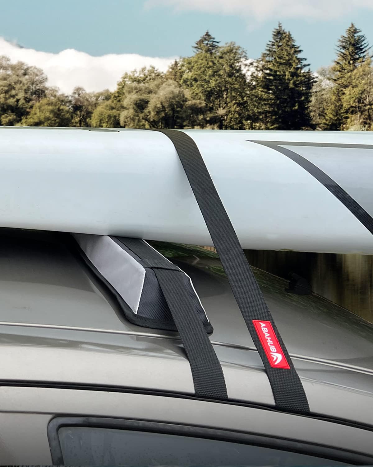 Abahub Soft Roof Rack Pads with 2 Tie Down Straps for Surfboard SUP Kayak Canoe Heavy Duty Universal Car Roof Racks System for Padle Boards Include 2 Tie Down Ropes 2 Hood Loops and Storage BagTie Downs 15 in x 16 ft