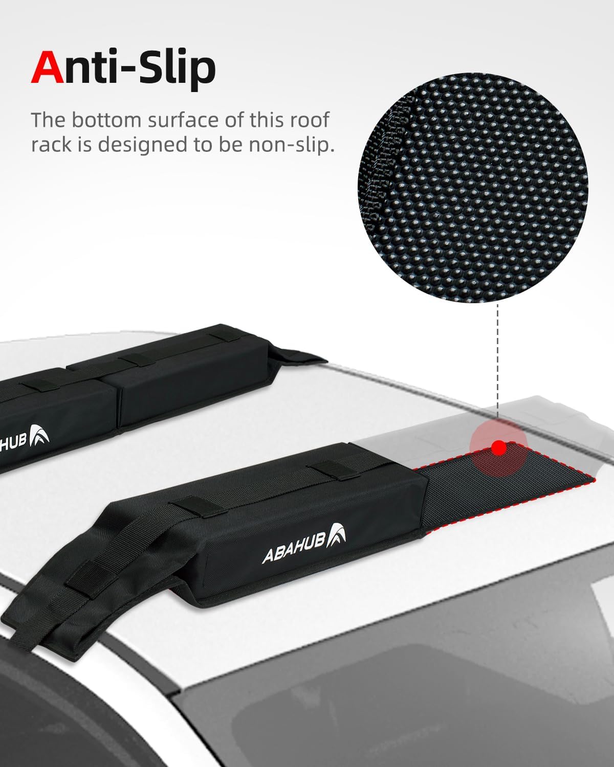Abahub Soft Roof Rack Pads with 2 Tie Down Straps for Surfboard SUP Kayak Canoe Heavy Duty Universal Car Roof Racks System for Padle Boards Include 2 Tie Down Ropes 2 Hood Loops and Storage BagSoft Roof Rack Pad with Accessories black