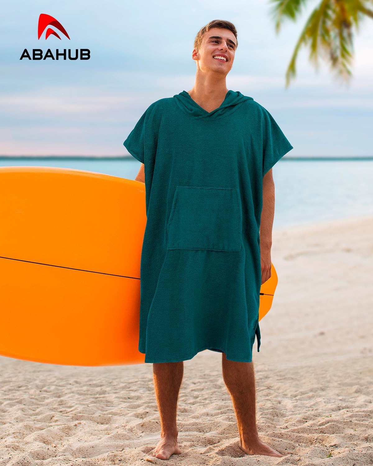 Abahub Surf Poncho Changing Robe with Hood Thick Quick Dry Microfiber Wetsuit Changing Towel for Surfing Beach Swim Outdoor Sports Men Women Absorbent Wearable Towel Cover UpSea BlueSea Blue