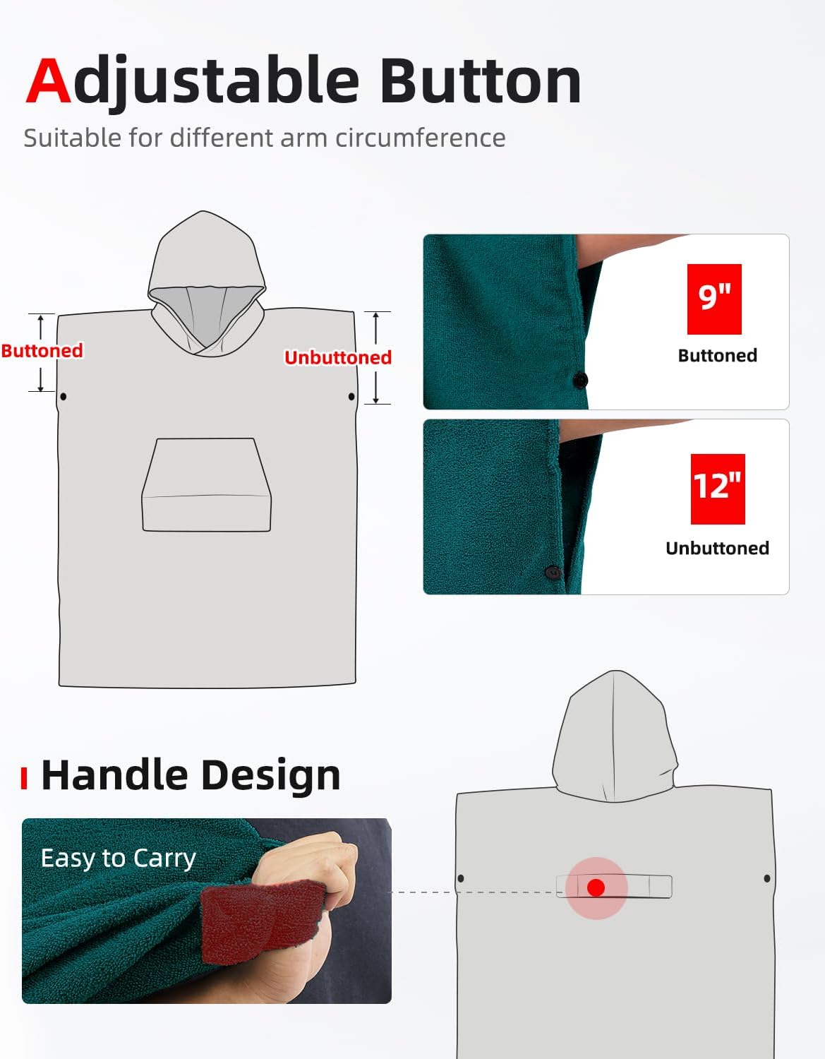Abahub Surf Poncho Changing Robe with Hood Thick Quick Dry Microfiber Wetsuit Changing Towel for Surfing Beach Swim Outdoor Sports Men Women Absorbent Wearable Towel Cover UpSea BlueSea Blue