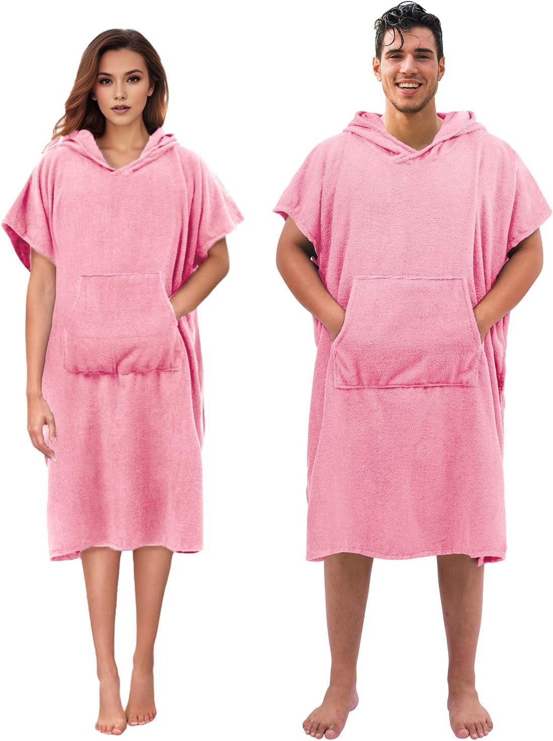 Abahub Surf Poncho Changing Robe with Hood Thick Quick Dry Microfiber Wetsuit Changing Towel for Surfing Beach Swim Outdoor Sports Men Women Absorbent Wearable Towel Cover UpSea BluePink