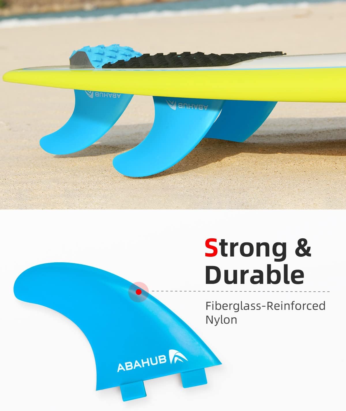Abahub Surfboard Thruster Fins Set Compatible with FCS Style Fin Box Fiberglass Reinforced G5 Surf Fin 3 Fins for Surf Boards Surfing Longboard Shortboard with Screws and Key BlackBlueWhiteblue with screws and key