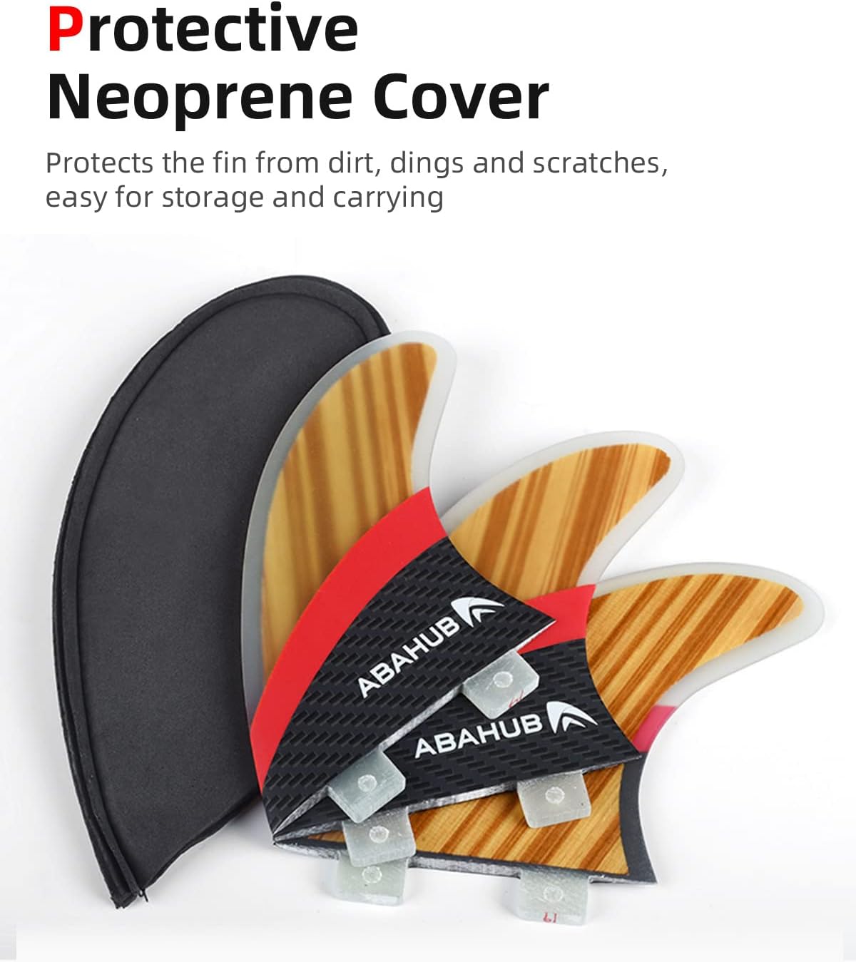 Abahub Surfboard Thruster Fins Set Compatible with FCS Style Fin Box Fiberglass Reinforced G5 Surf Fin 3 Fins for Surf Boards Surfing Longboard Shortboard with Screws and Key BlackBlueWhiteFiberglass with Teak Veneer without accessories