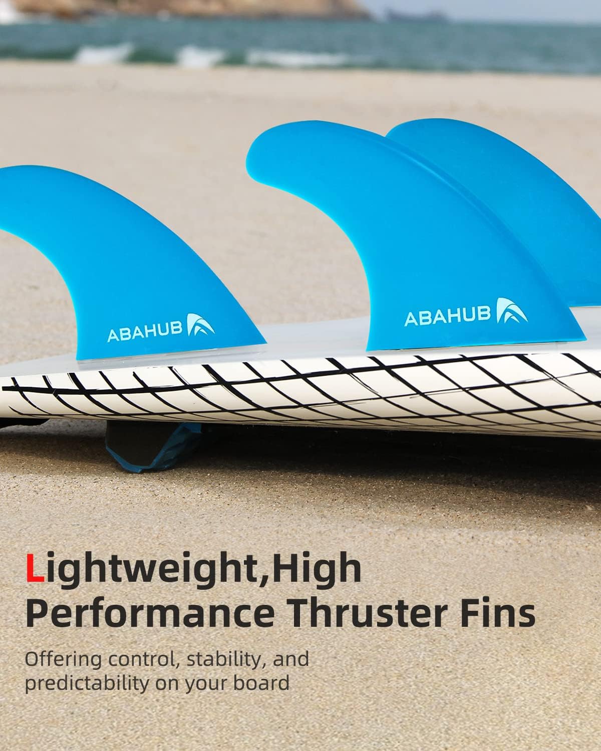Abahub Surfboard Thruster Fins Set Compatible with FCS Style Fin Box Fiberglass Reinforced G5 Surf Fin 3 Fins for Surf Boards Surfing Longboard Shortboard with Screws and Key BlackBlueWhiteblue with screws and key
