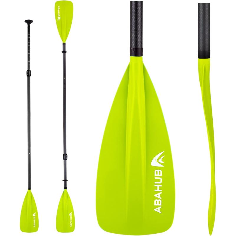 Abahub 1 x 4 Section Carbon SUP PaddleKayak Oar Adjustable Stand up Paddleboard Paddles Lightweight Carbon Shaft BlackBlueGreenGrayOrangeRed Plastic Bladegreen4 piece sup paddle