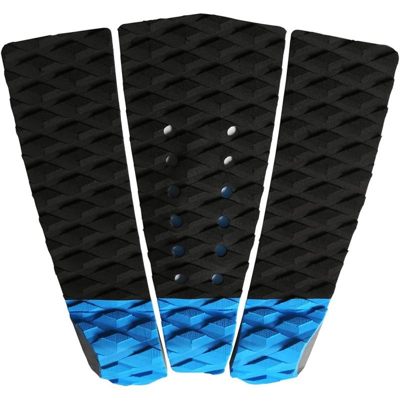 Abahub 3 Piece EVA Surfboard Deck Traction Pads with Kicker for Stomp Skimboards Surf Boards Funboard Fish Board BlackBlueGreenGrayOrangePinkWhiteWine RedBlue