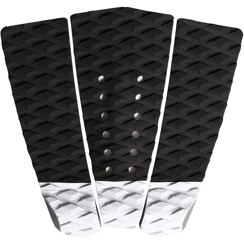 Abahub 3 Piece EVA Surfboard Deck Traction Pads with Kicker for Stomp Skimboards Surf Boards Funboard Fish Board BlackBlueGreenGrayOrangePinkWhiteWine RedWhite
