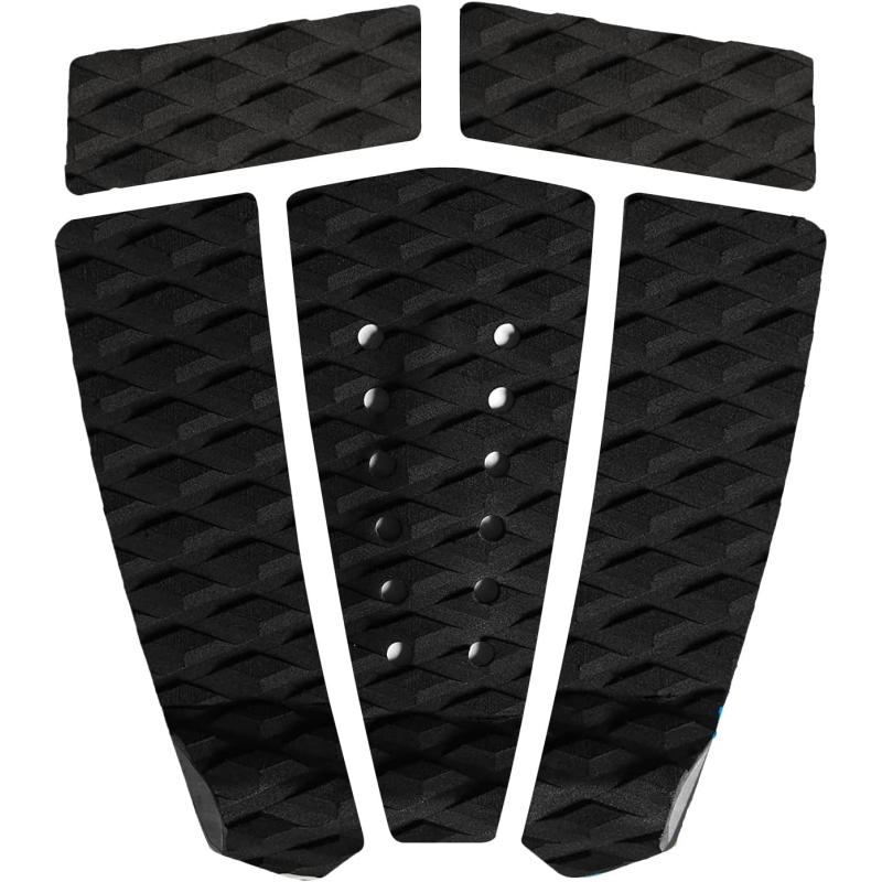 Abahub 3 Piece EVA Surfboard Deck Traction Pads with Kicker for Stomp Skimboards Surf Boards Funboard Fish Board BlackBlueGreenGrayOrangePinkWhiteWine Red5 pcsblack