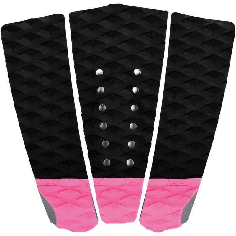 Abahub 3 Piece EVA Surfboard Deck Traction Pads with Kicker for Stomp Skimboards Surf Boards Funboard Fish Board BlackBlueGreenGrayOrangePinkWhiteWine RedPink