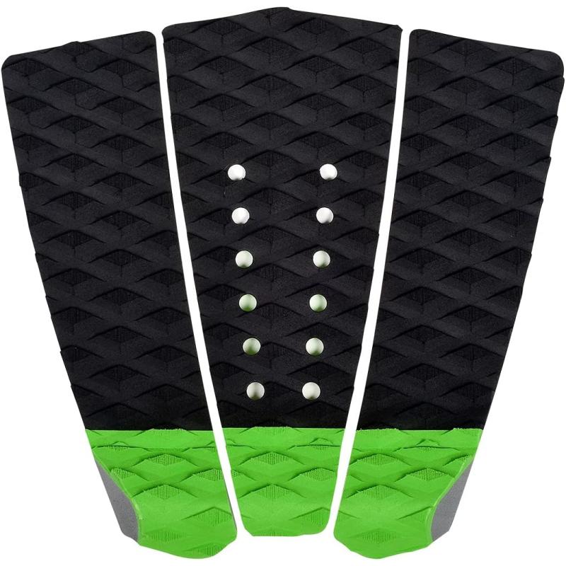 Abahub 3 Piece EVA Surfboard Deck Traction Pads with Kicker for Stomp Skimboards Surf Boards Funboard Fish Board BlackBlueGreenGrayOrangePinkWhiteWine RedGreen