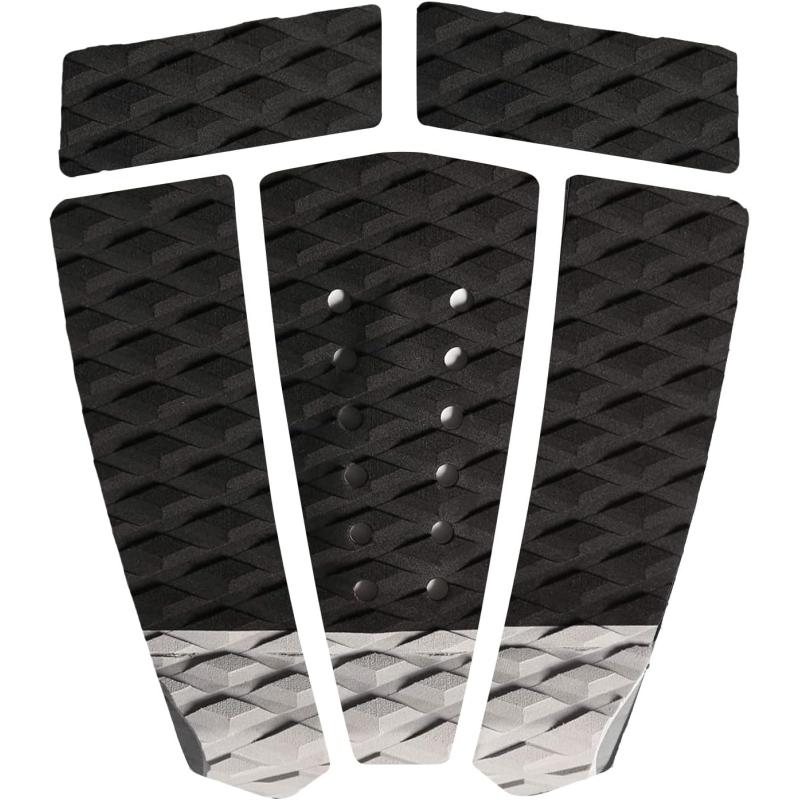 Abahub 3 Piece EVA Surfboard Deck Traction Pads with Kicker for Stomp Skimboards Surf Boards Funboard Fish Board BlackBlueGreenGrayOrangePinkWhiteWine Red5 pcsgray