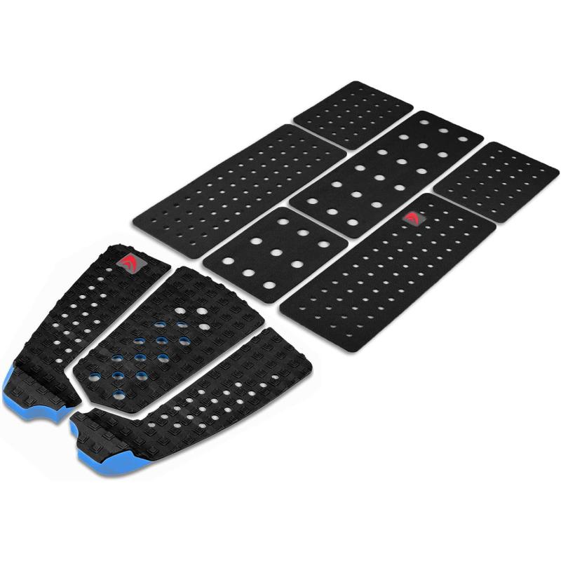 Abahub 9 Piece Surf Deck Traction Pad Premium EVA with Tail Kicker 3M Adhesive for Surfboard Longboard Shortboard Funboard Fish Skimboard BlackBlueBrownGrayWhiteOrangeNavy Blue9 pcsBlack