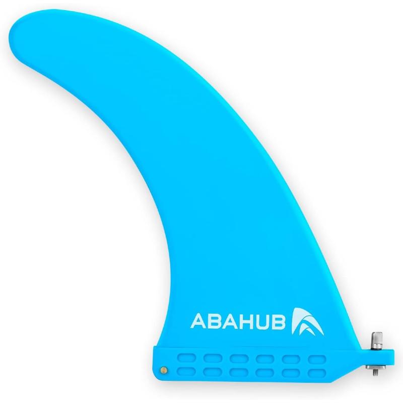Abahub 9 SUP Single Center Fin No Tool Fin Screw Fiberglass Reinforeced 9 inch SUP Replacement Fins for Surfboard Standup Paddle Board Longboard BlackBlueWhiteblue