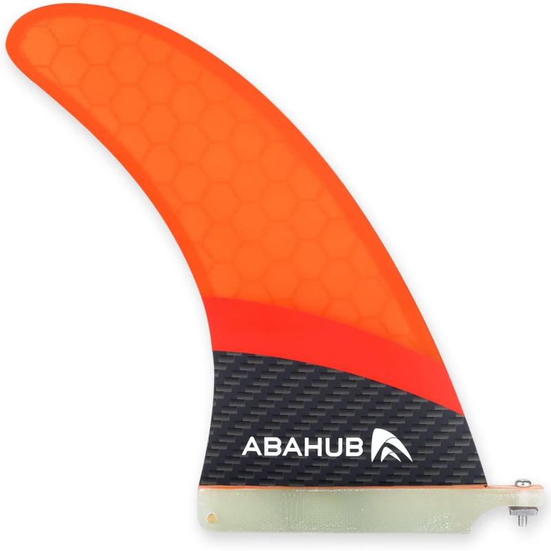 Abahub 9 SUP Single Center Fin No Tool Fin Screw Fiberglass Reinforeced 9 inch SUP Replacement Fins for Surfboard Standup Paddle Board Longboard BlackBlueWhiteFiberglass Orange