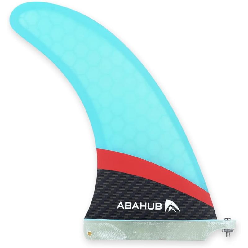 Abahub 910 SUP Single Center Fin with 1 NoTool Fin Screw Fiberglass Reinforeced 910 inch SUP Replacement Fins for Surfing Surfboard Standup Paddle Board Longboard BlackBlueWhiteFiberglass Blue