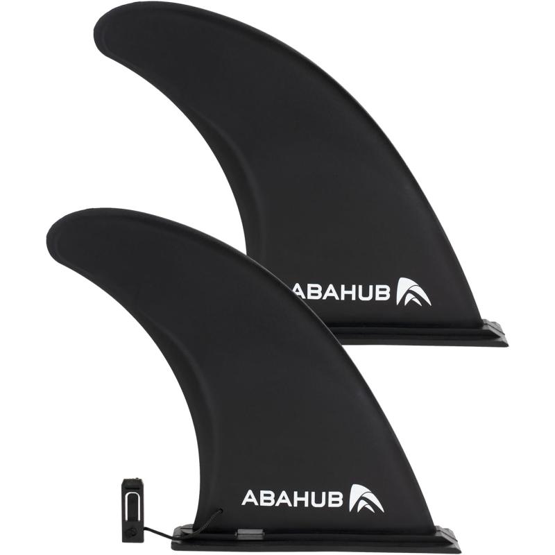 Abahub 910 SUP Single Center Fin with 1 NoTool Fin Screw Fiberglass Reinforeced 910 inch SUP Replacement Fins for Surfing Surfboard Standup Paddle Board Longboard BlackBlueWhite2 pack slidein fin