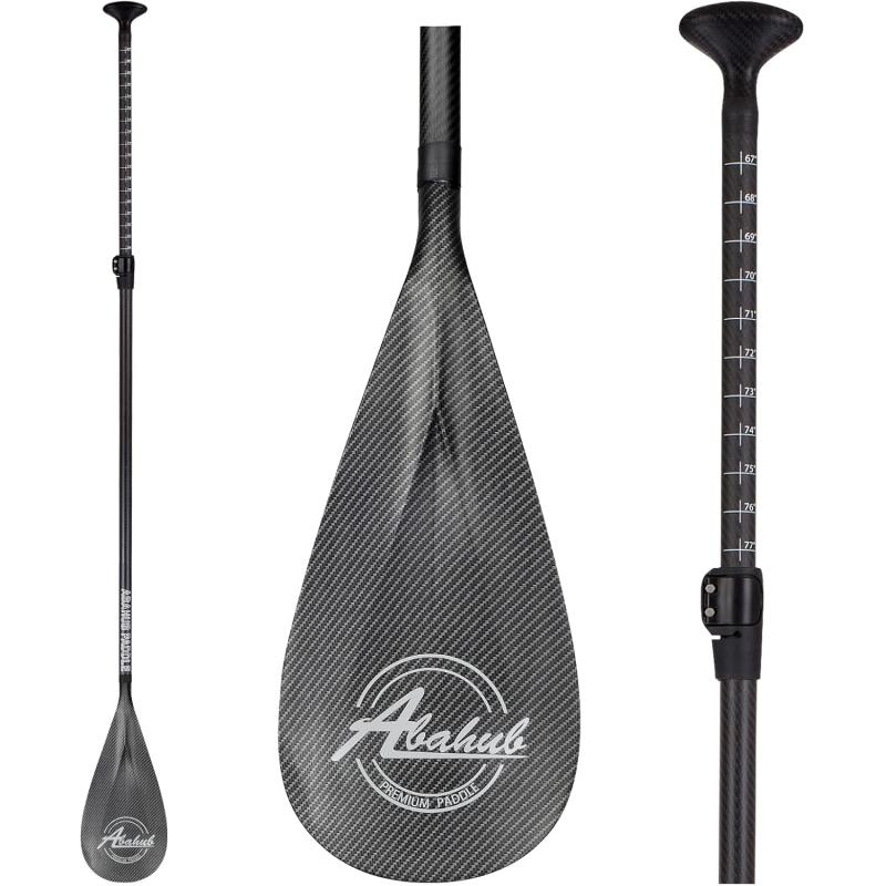 Abahub Carbon SUP Paddles 1 x 3 Section Adjustable 67quot  86quot Carbon Fiber Shaft Lightweight Standup Paddle Oars for Paddleboards with a Carrying BagCarbon Fiber Shaft  Carbon Fiber Print Plastic Blade