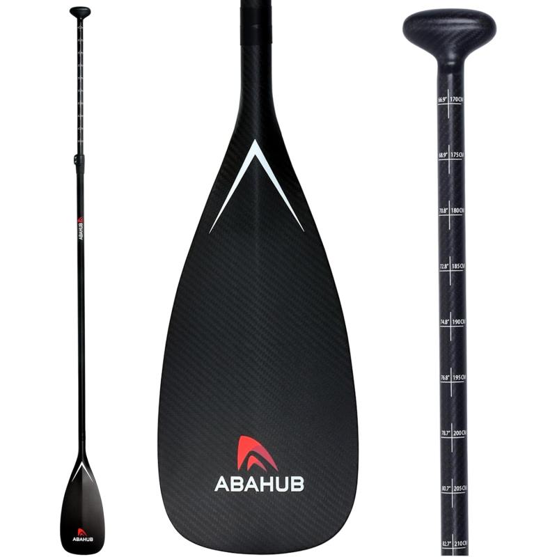 Abahub Carbon SUP Paddles 1 x 3 Section Adjustable 67quot  86quot Carbon Fiber Shaft Lightweight Standup Paddle Oars for Paddleboards with a Carrying BagFull Carbon Fiber Paddle