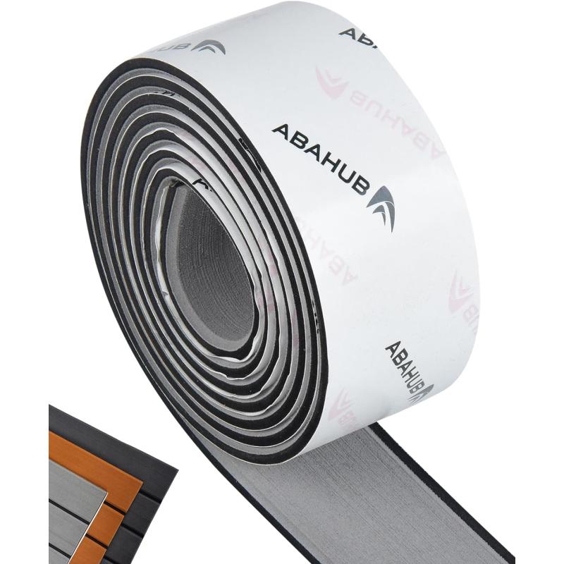 Abahub EVA Foam Boat Decking 96x4563628824168 48x168 SelfAdhesive Faux Teak Marine Flooring Sheet Traction Pad for Boats Surfboard Swim Platform RV FloorGray with Black LinesBorder