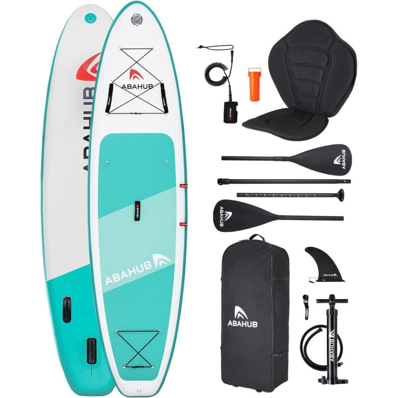 Abahub Inflatable SUP Wide 106quot x 31quot34quot x 106quot iSUP Blue Standup Paddleboard with Adjustable SUP Kayak Paddle for Yoga Paddle Board Kayaking Surf Canoe Fishing31 Green