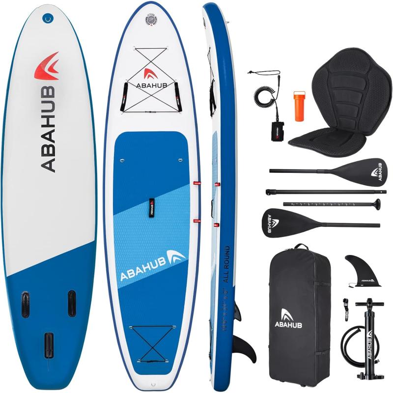 Abahub Inflatable SUP Wide 106quot x 31quot34quot x 106quot iSUP Blue Standup Paddleboard with Adjustable SUP Kayak Paddle for Yoga Paddle Board Kayaking Surf Canoe Fishing31 Blue