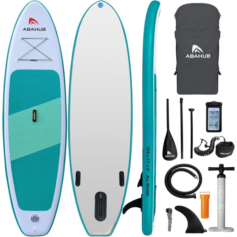 Abahub Inflatable SUP Wide 106quot x 31quot34quot x 106quot iSUP Blue Standup Paddleboard with Adjustable SUP Kayak Paddle for Yoga Paddle Board Kayaking Surf Canoe Fishing31 Green lite