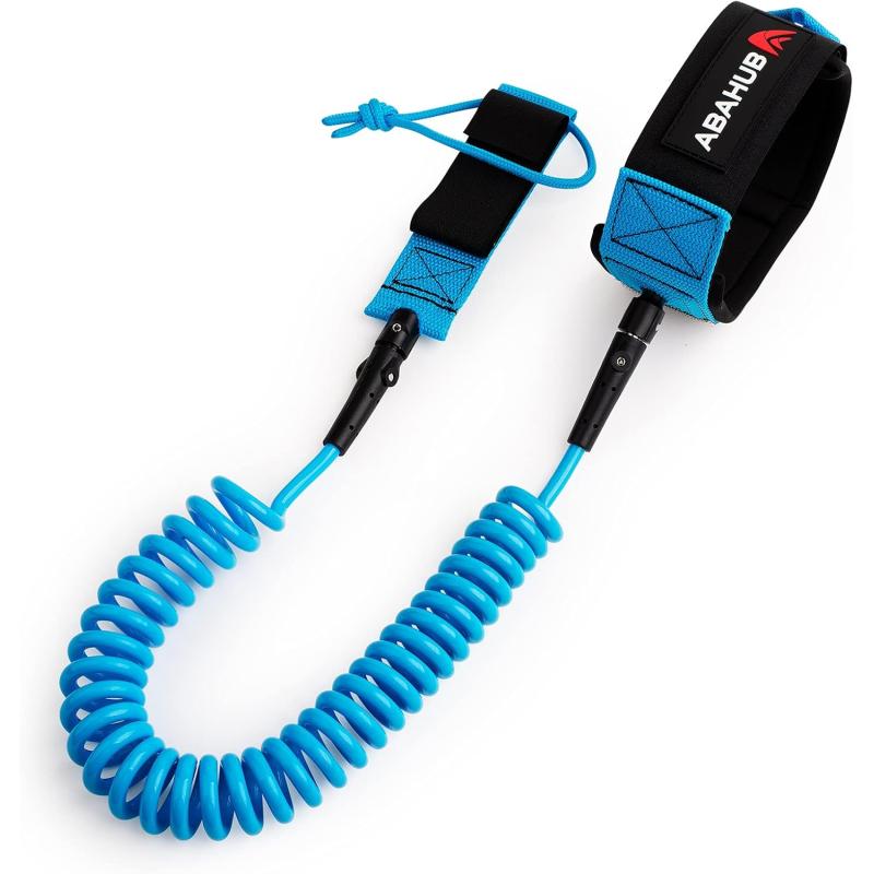 Abahub Premium Coil SUP Leash 10 ft Coiled Paddle Board Leashes 72mm Thick Legrope Strap for Longboard Surfboards Standup Paddleboards iSUP Replacement Leg Rope 8 Colorsblue