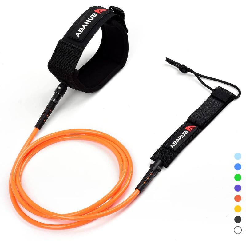 Abahub Premium Surfboard Leash 678910 ft Straight Surf Board Leashes 67mm Legrope Strap for Shortboard LongboardOrange
