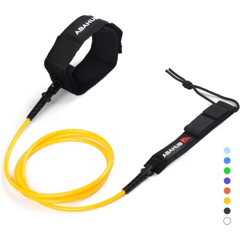 Abahub Premium Surfboard Leash 678910 ft Straight Surf Board Leashes 67mm Legrope Strap for Shortboard LongboardYellow