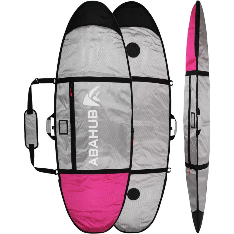 Abahub Premium Surfboard Travel Bag Foam Padded Surf Board Cover Shortboard Carrying Bags for Surfing Outdoor Airplane Car Truck60 66 70 76 80 86 90 96 100Deep Pink
