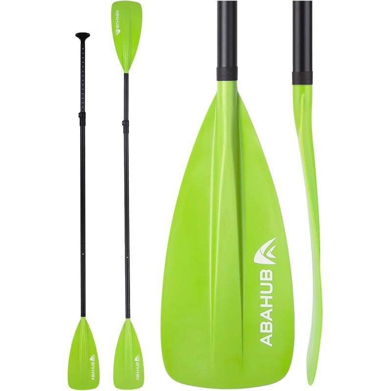 Abahub SUP Paddle  3 Piece Adjustable Paddles  Lightweight Standup Paddle Oars for Paddleboard Adjustable Aluminum Alloy Shaft 68quot  84quot BlackBlueGreenOrangeRedYellow Plastic Nylon Blade4 pcsgreen