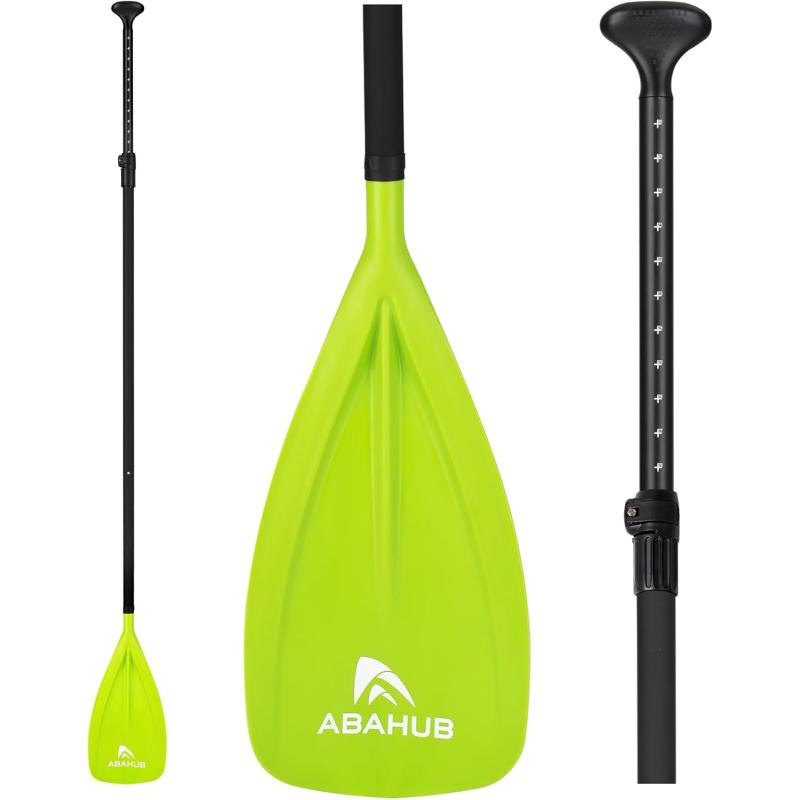 Abahub SUP Paddles  3 Piece Adjustable Stand up Paddle  Lightweight Oar for Paddleboard Aluminum Alloy PU Coated Shaft 68quot  84quot BlackBlueGreenOrangeRedYellow Plastic Nylon BladeGreen
