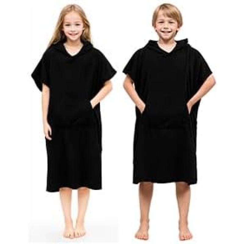 Abahub Surf Poncho Changing Robe with Hood Thick Quick Dry Microfiber Wetsuit Changing Towel for Surfing Beach Swim Outdoor Sports Men Women Absorbent Wearable Towel Cover UpSea BlueBlack