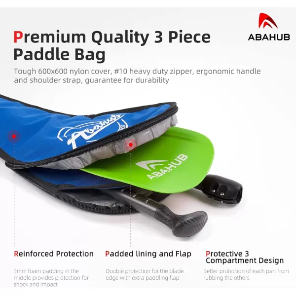 Abahub 1 x 3 Section Carbon Fiber SUP Paddle Adjustable 6786 Stand Up Paddle Lightweight Carbon Shaft BlackBlueYellowGreenOrangeRed Plastic Blade  Paddle BagGreenSUP Paddle