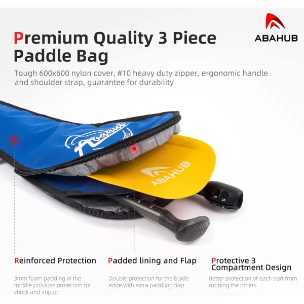 Abahub 1 x 3 Section Carbon Fiber SUP Paddle Adjustable 6786 Stand Up Paddle Lightweight Carbon Shaft BlackBlueYellowGreenOrangeRed Plastic Blade  Paddle BagYellowSUP Paddle