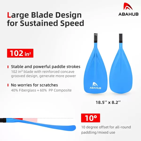 Abahub 1 x 3 Section Carbon Fiber SUP Paddle Adjustable 6786 Stand Up Paddle Lightweight Carbon Shaft BlackBlueYellowGreenOrangeRed Plastic Blade  Paddle BagBlueSUP Paddle