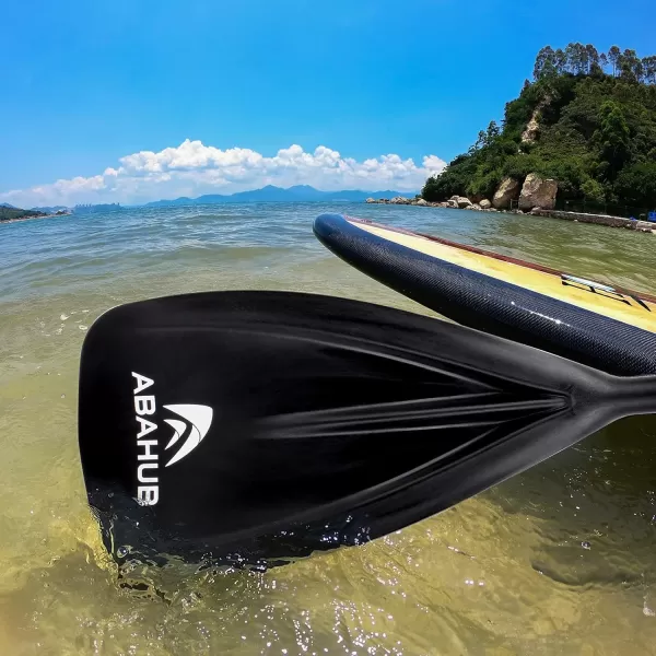 Abahub 1 x 3 Section Carbon Fiber SUP Paddle Adjustable 6786 Stand Up Paddle Lightweight Carbon Shaft BlackBlueYellowGreenOrangeRed Plastic Blade  Paddle BagBlackSUP Paddle