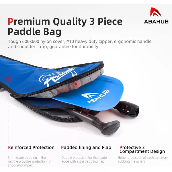 Abahub 1 x 3 Section Carbon Fiber SUP Paddle Adjustable 6786 Stand Up Paddle Lightweight Carbon Shaft BlackBlueYellowGreenOrangeRed Plastic Blade  Paddle BagBlueSUP Paddle