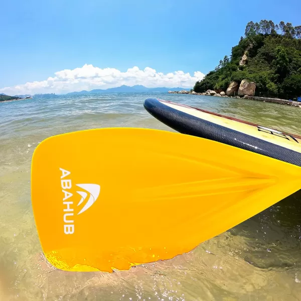 Abahub 1 x 3 Section Carbon Fiber SUP Paddle Adjustable 6786 Stand Up Paddle Lightweight Carbon Shaft BlackBlueYellowGreenOrangeRed Plastic Blade  Paddle BagYellowSUP Paddle