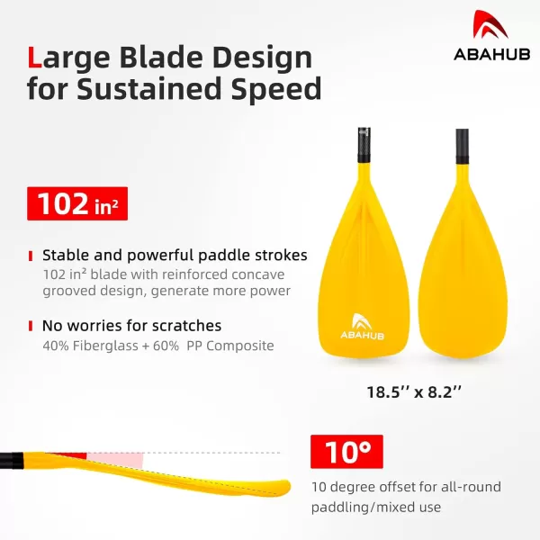 Abahub 1 x 3 Section Carbon Fiber SUP Paddle Adjustable 6786 Stand Up Paddle Lightweight Carbon Shaft BlackBlueYellowGreenOrangeRed Plastic Blade  Paddle BagYellowSUP Paddle