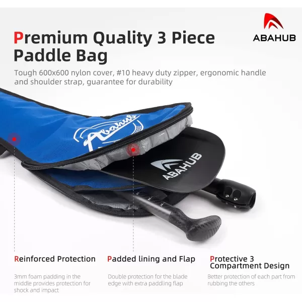 Abahub 1 x 3 Section Carbon Fiber SUP Paddle Adjustable 6786 Stand Up Paddle Lightweight Carbon Shaft BlackBlueYellowGreenOrangeRed Plastic Blade  Paddle BagBlackSUP Paddle