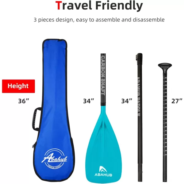 Abahub 1 x 3 Section Carbon Fiber SUP Paddle Adjustable 6786 Stand Up Paddle Lightweight Carbon Shaft BlackBlueYellowGreenOrangeRed Plastic Blade  Paddle BagTealSUP Paddle