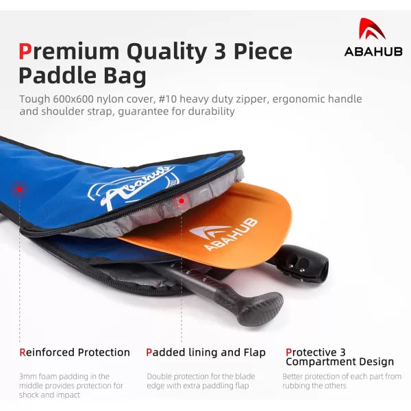 Abahub 1 x 3 Section Carbon Fiber SUP Paddle Adjustable 6786 Stand Up Paddle Lightweight Carbon Shaft BlackBlueYellowGreenOrangeRed Plastic Blade  Paddle BagOrangeSUP Paddle
