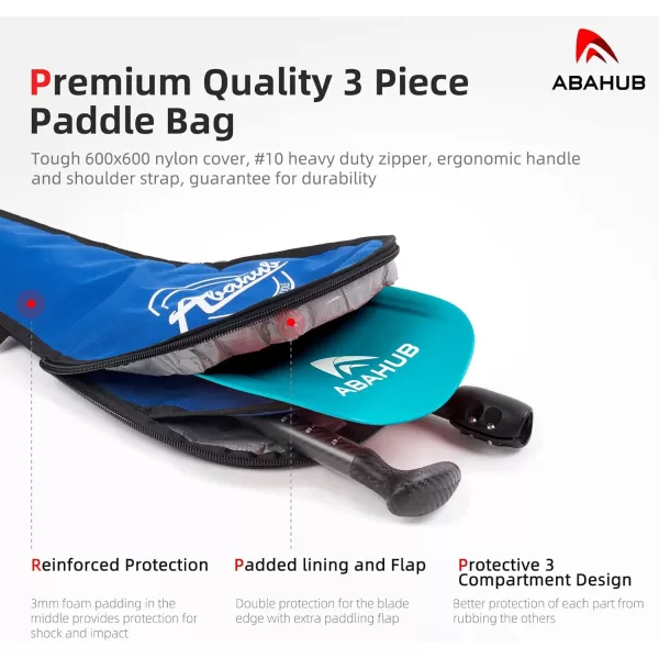 Abahub 1 x 3 Section Carbon Fiber SUP Paddle Adjustable 6786 Stand Up Paddle Lightweight Carbon Shaft BlackBlueYellowGreenOrangeRed Plastic Blade  Paddle BagTealSUP Paddle