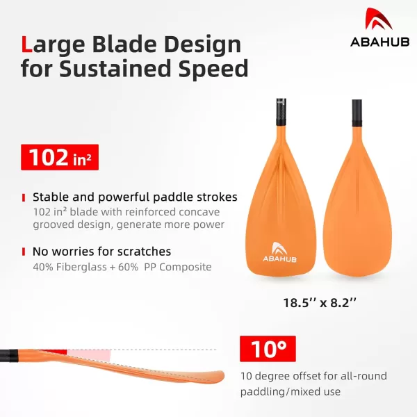 Abahub 1 x 3 Section Carbon Fiber SUP Paddle Adjustable 6786 Stand Up Paddle Lightweight Carbon Shaft BlackBlueYellowGreenOrangeRed Plastic Blade  Paddle BagOrangeSUP Paddle